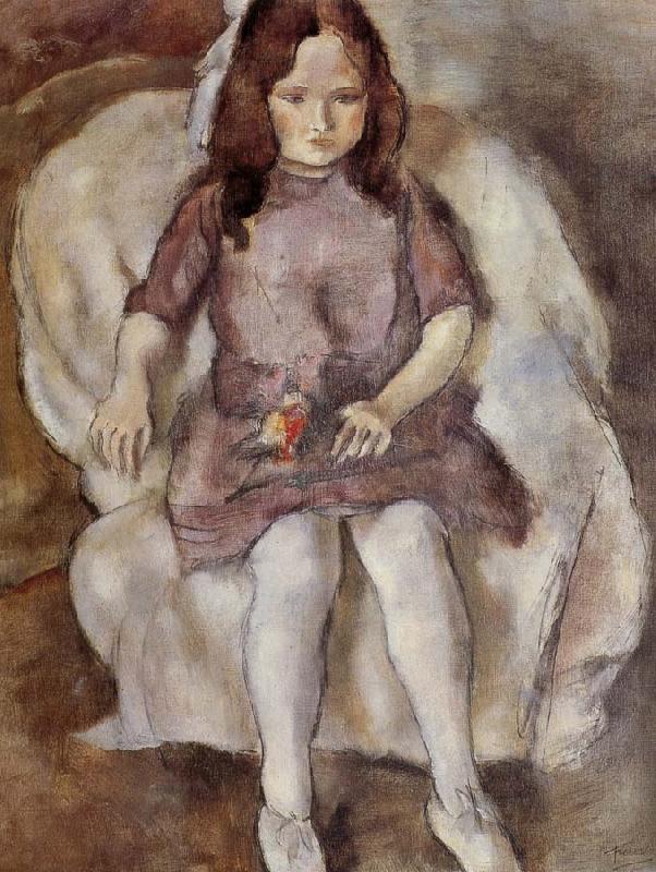 Jules Pascin The Girl holding flower Sweden oil painting art